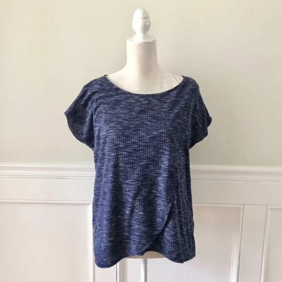 Old Navy Heathered Blue Tulip Hem Top M - Picture 1 of 6